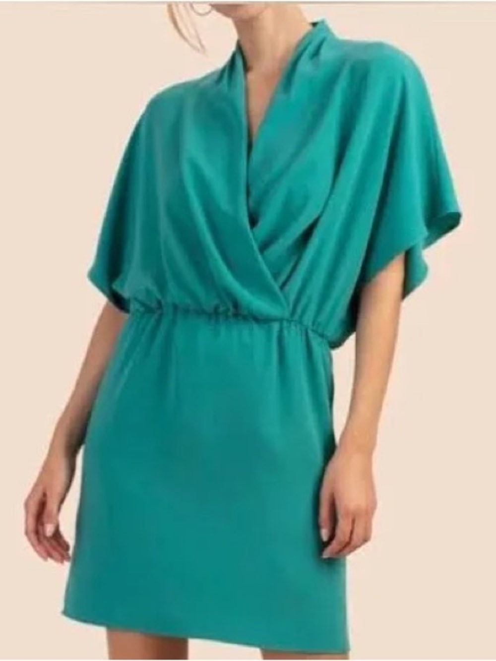 Trina Turk Teal Draped Surplice Mini Dress | Size Small